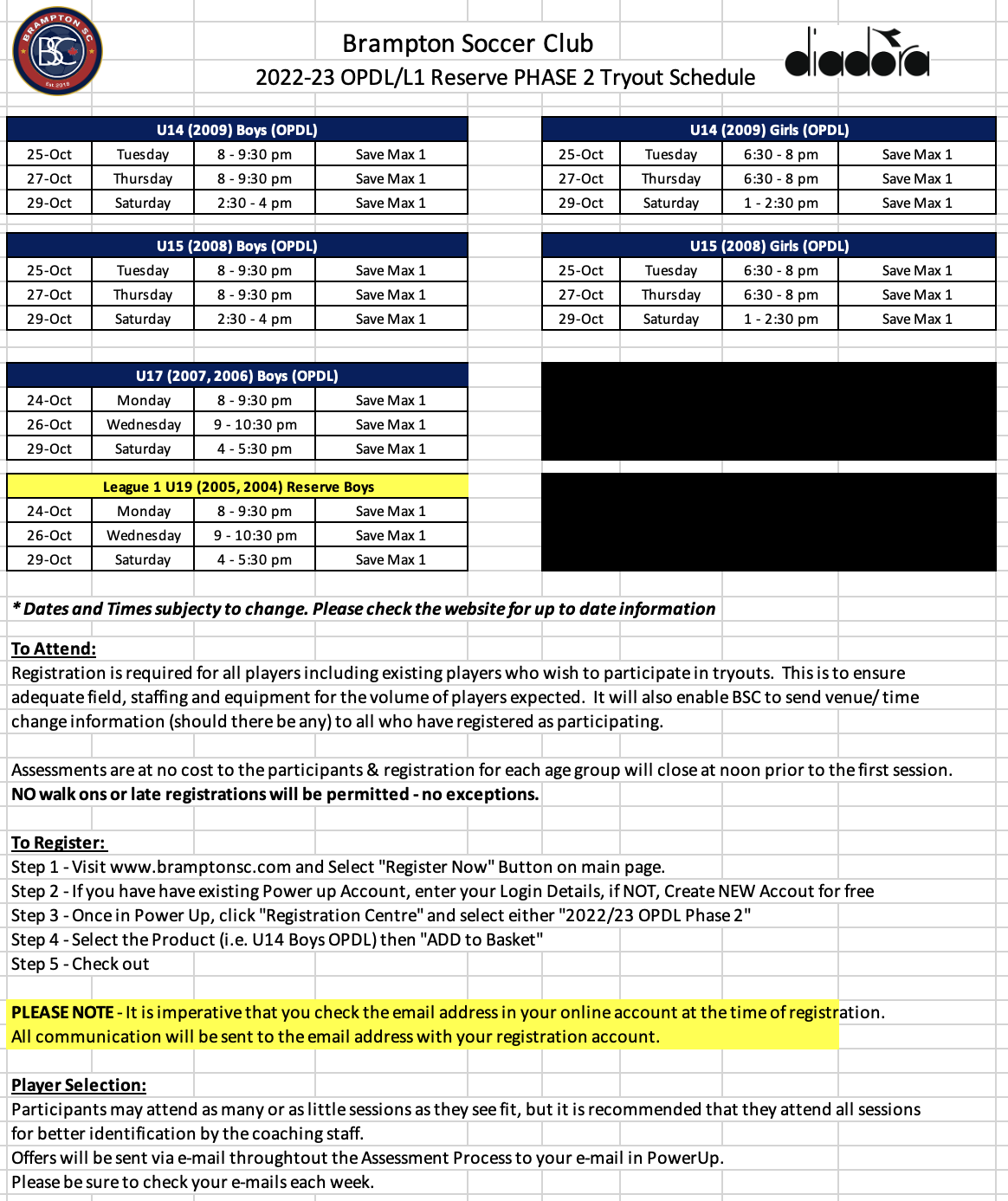 Girls Division - Welcome to Brampton Soccer Club