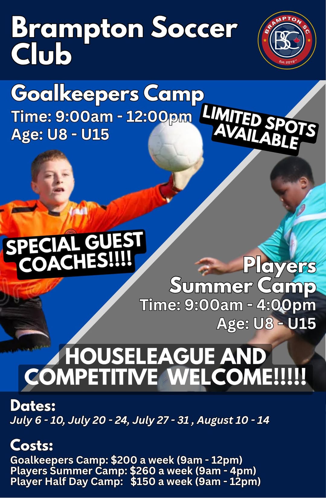 Brampton SC Summer Camp 2026 Flyer
